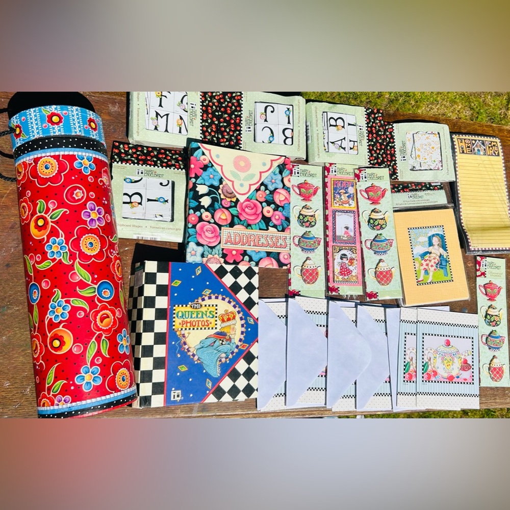 Mary Engelbreit HUGE lot stickers stationary cards teapot photo album book